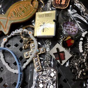 Lot Of Catholic And Cross Themed Jewelry And Accessories CDK12